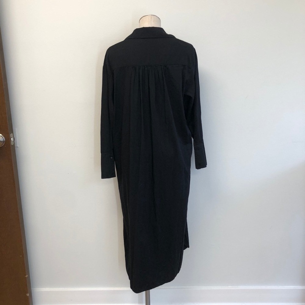 Stillwater Shirt Dress Womens Small Black Cotton Long Sleeve Maxi Lagenlook - Picture 5 of 9